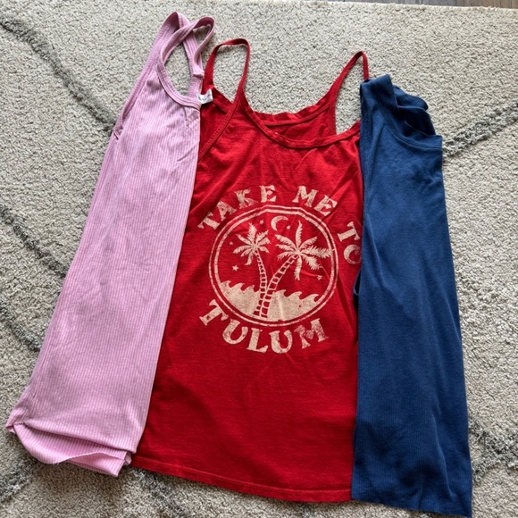 Tank top bundle red pink blue TLA by Morgan Stewart Mate Alo sleevless small - Picture 1 of 11